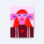 Renkli Gözlüklü Kadın Poster  Çerçevesiz