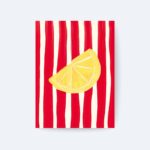 Lemon Slice Poster, Çizgili Minimal Meyve İllüstrasyonu