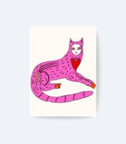Pink Cat Poster, Fantastik Hayvan İllüstrasyonu