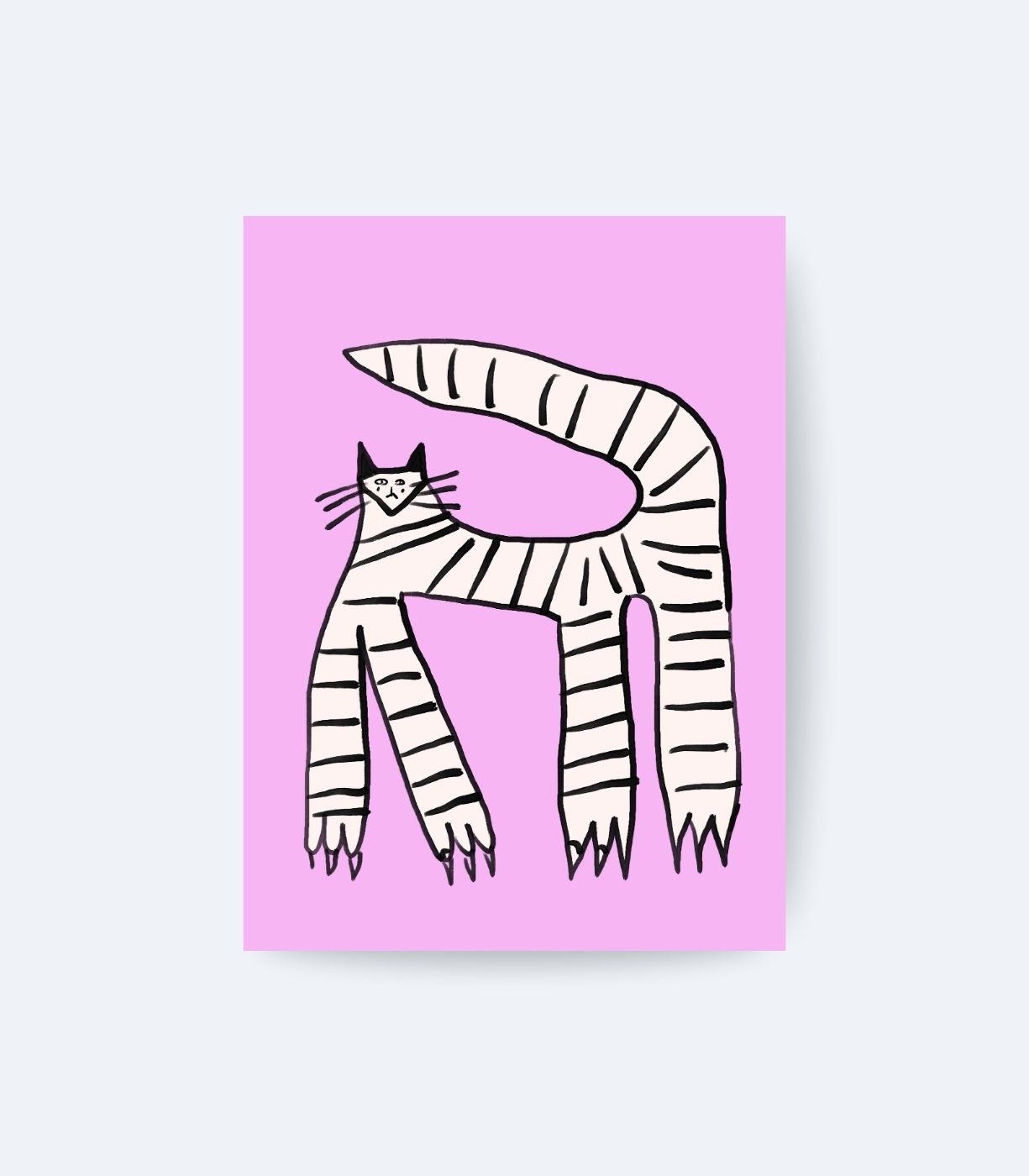 1 Striped Cat Poster, Minimal Kedi İllüstrasyonu - Görsel 1