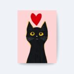 Siyah Kedi Poster Kalpli Minimal Hayvan  Tablo Çerçevesiz