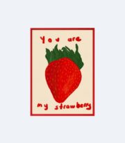 Strawberry Mood Poster, Modern Meyve İllüstrasyonu - Görsel 2