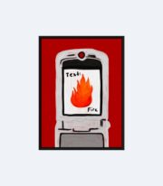 Text Fire Poster, Retro Telefon İllüstrasyonu - Görsel 2