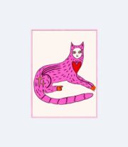 Pink Cat Poster, Fantastik Hayvan İllüstrasyonu - Görsel 2