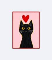 Siyah Kedi Poster Kalpli Minimal Hayvan  Tablo Çerçevesiz - Görsel 2