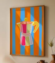 Renkli Moka Pot Kahve Poster Tablo Çerçevesiz - Görsel 5
