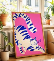 Mavi Beyaz Kedi Poster Çerçevesiz - Görsel 7