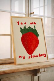 Strawberry Mood Poster, Modern Meyve İllüstrasyonu - Görsel 5