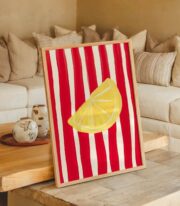 Lemon Slice Poster, Çizgili Minimal Meyve İllüstrasyonu - Görsel 5