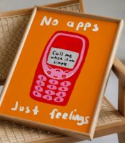 Retro Telefon Poster, Minimal Tipografik İllüstrasyon Tablo - Görsel 3