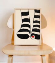 Striped Socks Poster, Minimal Çorap İllüstrasyonu - Görsel 6