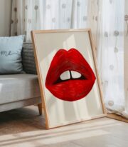 Kırmızı Dudak Poster Modern Pop Art Tablo Çerçevesiz - Görsel 4