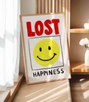 Lost Happiness Poster, Minimal Smiley İllüstrasyon - Görsel 7