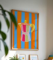 Renkli Moka Pot Kahve Poster Tablo Çerçevesiz - Görsel 7