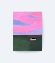 Pembe Ev Kırsal Manzara Temalı Poster Çerçevesiz