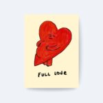 Full Love Poster, Mizahi Kalp İllüstrasyon Çerçevesiz