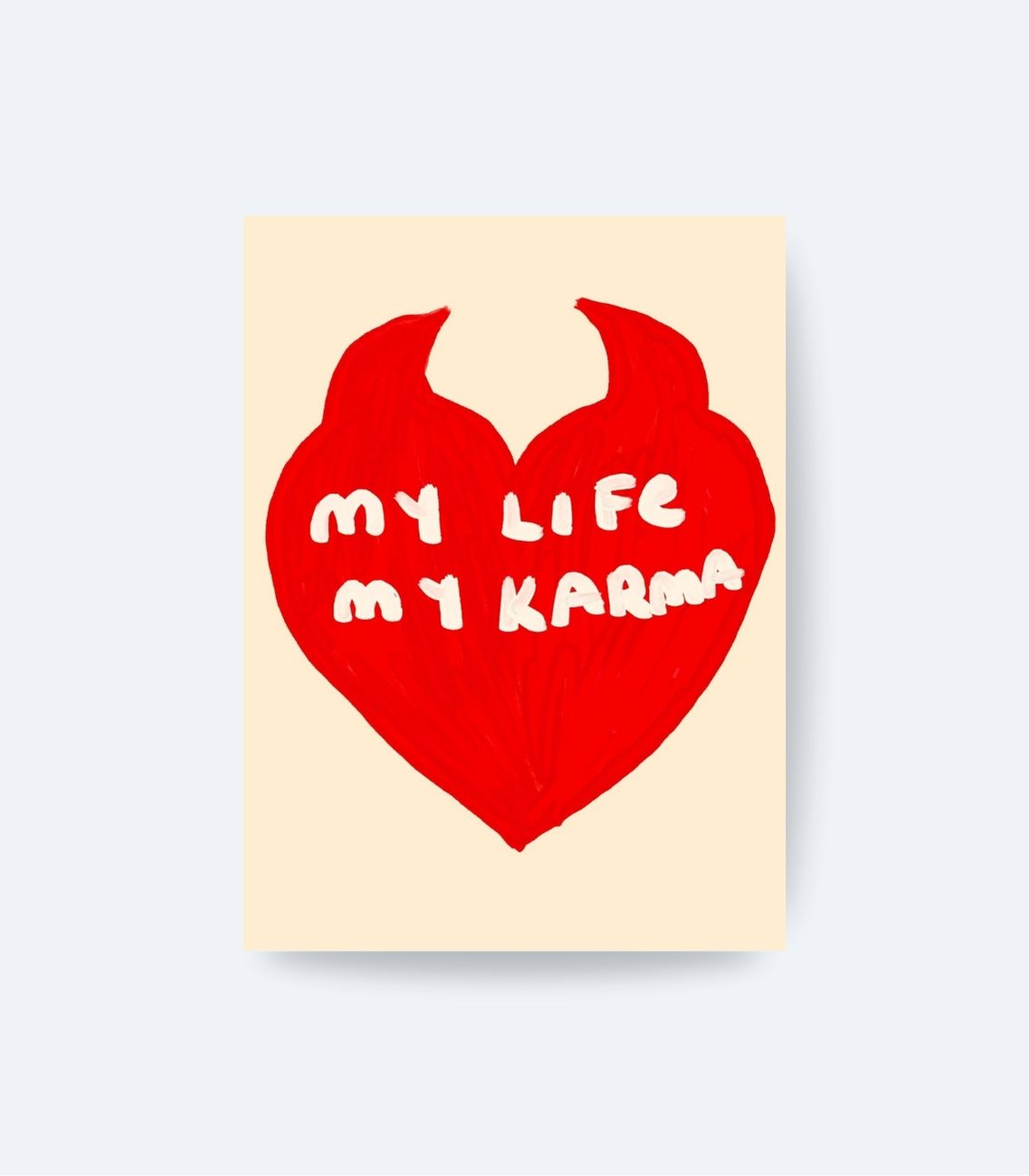 1 My Life My Karma Poster, Kırmızı Kalp İllüstrasyon Çerçevesiz - Görsel 1
