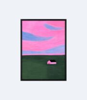 Pembe Ev Kırsal Manzara Temalı Poster Çerçevesiz - Görsel 2