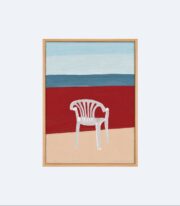 Beyaz Plastik Sandalye Poster, Minimal Akdeniz Esintili İllüstrasyon, Çerçevesiz - Görsel 2