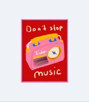 Don't Stop Music Poster, Retro Radyo İllüstrasyonu, Çerçevesiz - Görsel 2
