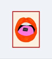 Love Dudak Poster, Pop Art İllüstrasyon, Çerçevesiz - Görsel 2