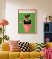 Gazete Okuyan Kedi Poster Çerçevesiz - Görsel 6