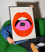Love Dudak Poster, Pop Art İllüstrasyon, Çerçevesiz - Görsel 3