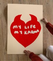 My Life My Karma Poster, Kırmızı Kalp İllüstrasyon Çerçevesiz - Görsel 3