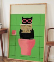 Gazete Okuyan Kedi Poster Çerçevesiz - Görsel 4