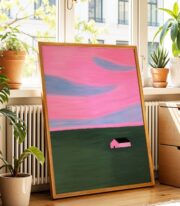 Pembe Ev Kırsal Manzara Temalı Poster Çerçevesiz - Görsel 6