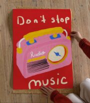 Don't Stop Music Poster, Retro Radyo İllüstrasyonu, Çerçevesiz - Görsel 3