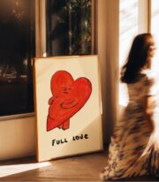 Full Love Poster, Mizahi Kalp İllüstrasyon Çerçevesiz - Görsel 4