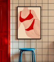 Kırmızı Bikini Kadın Poster, Çerçevesiz - Görsel 4