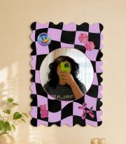 Retro Damalı Çerçeve Ayna Görünümlü Pleksi Duvar Dekoru (25x35 cm) - Görsel 2