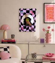 Retro Damalı Çerçeve Ayna Görünümlü Pleksi Duvar Dekoru (25x35 cm) - Görsel 3