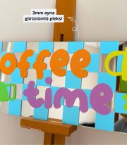 Coffee Time Ayna Görünümlü Pleksi Duvar Dekoru (40x15 cm) - Görsel 5
