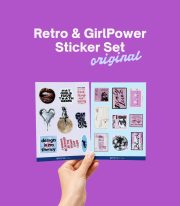2’li Retro Sticker Seti – Pembe Girl Power Laptop, Defter ve Ajanda Stickerları