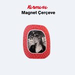 Kırmızı Magnet Fotoğraf Çerçevesi – Dalgalı Dama Desenli