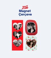 3’lü Magnet Fotoğraf Çerçevesi Seti – Kırmızı Retro